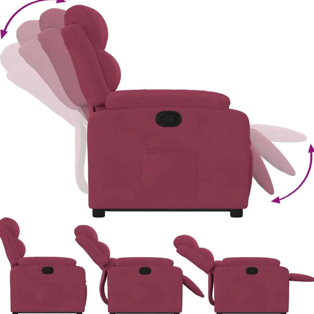 vidaXL Sillón reclinable elevable terciopelo rojo tinto Rojo vino tinto Outlet