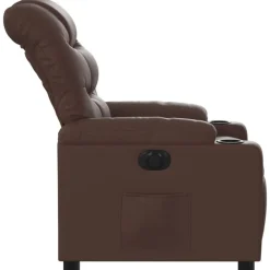vidaXL Sillas-Sillón reclinable eléctrico de cuero sintético marrón