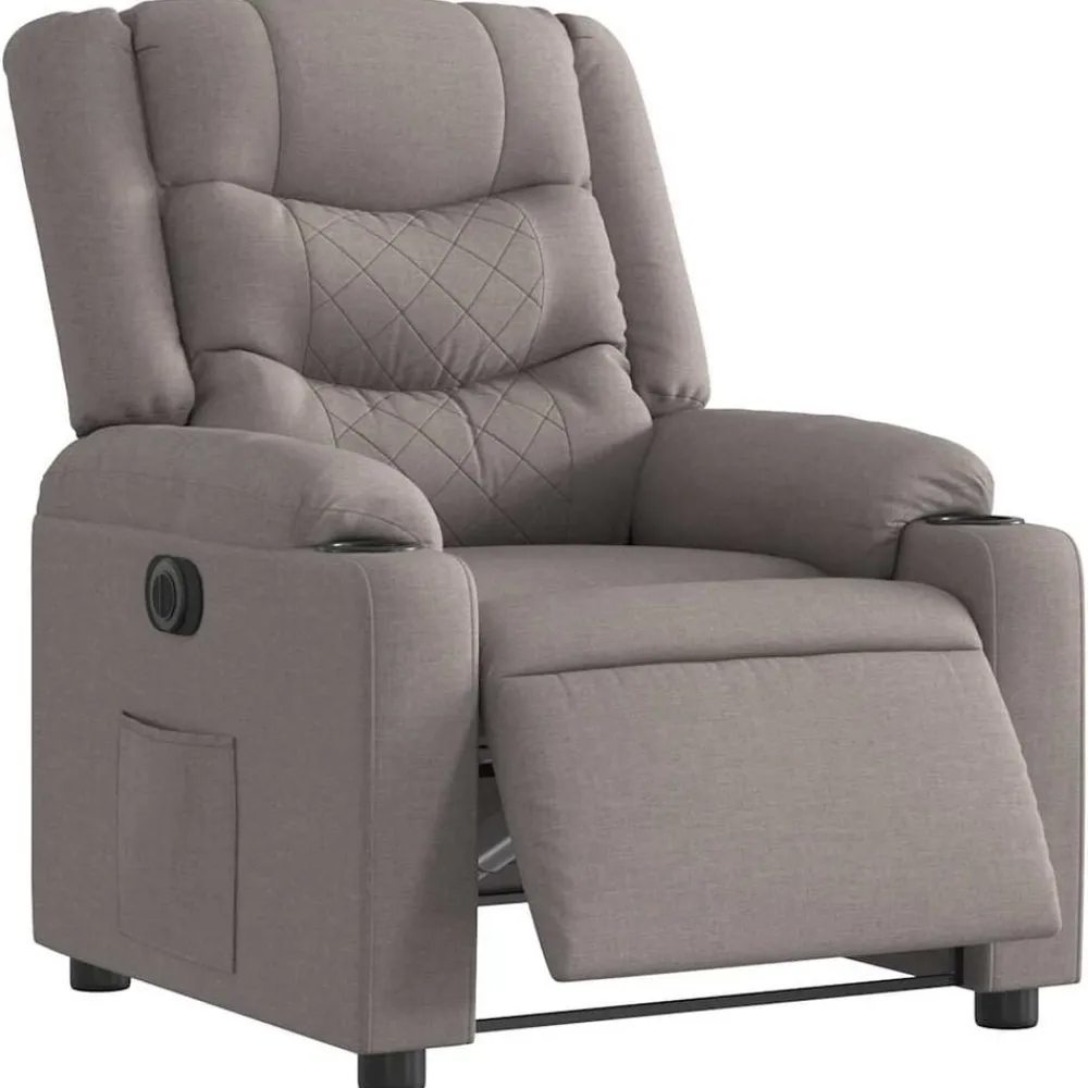 vidaXL Sillas-Sillón reclinable eléctrico tela gris