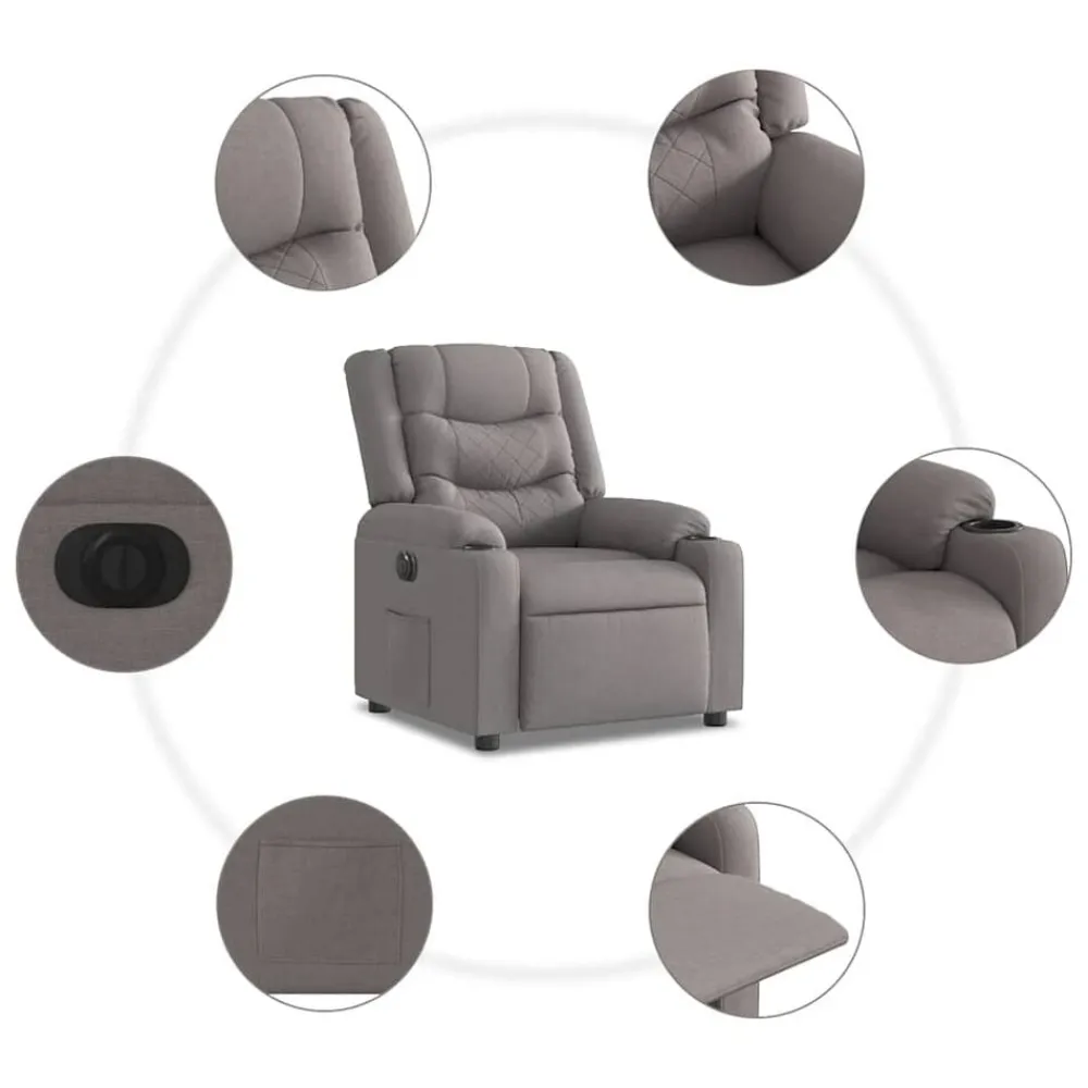 vidaXL Sillas-Sillón reclinable eléctrico tela gris