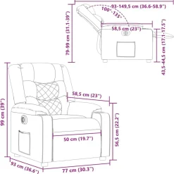 vidaXL Sillas-Sillón reclinable eléctrico tela gris