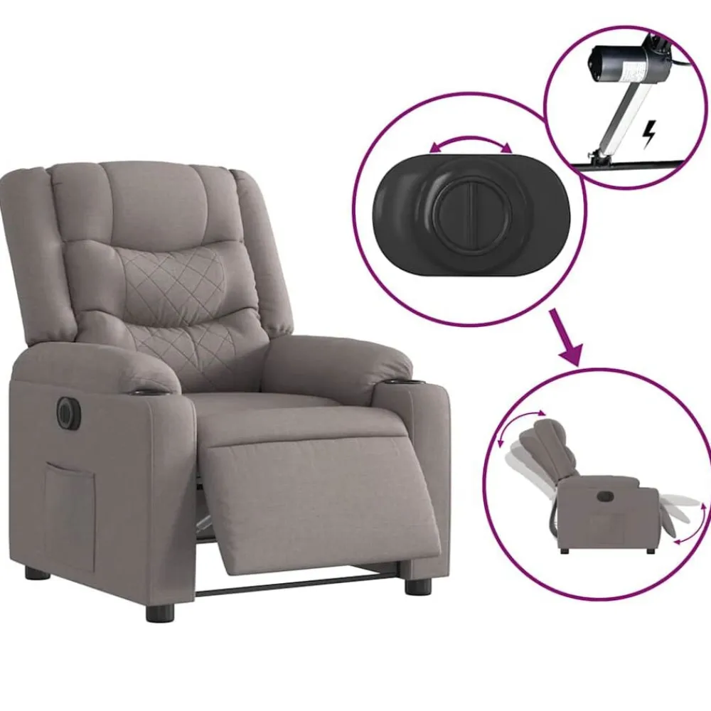 vidaXL Sillas-Sillón reclinable eléctrico tela gris
