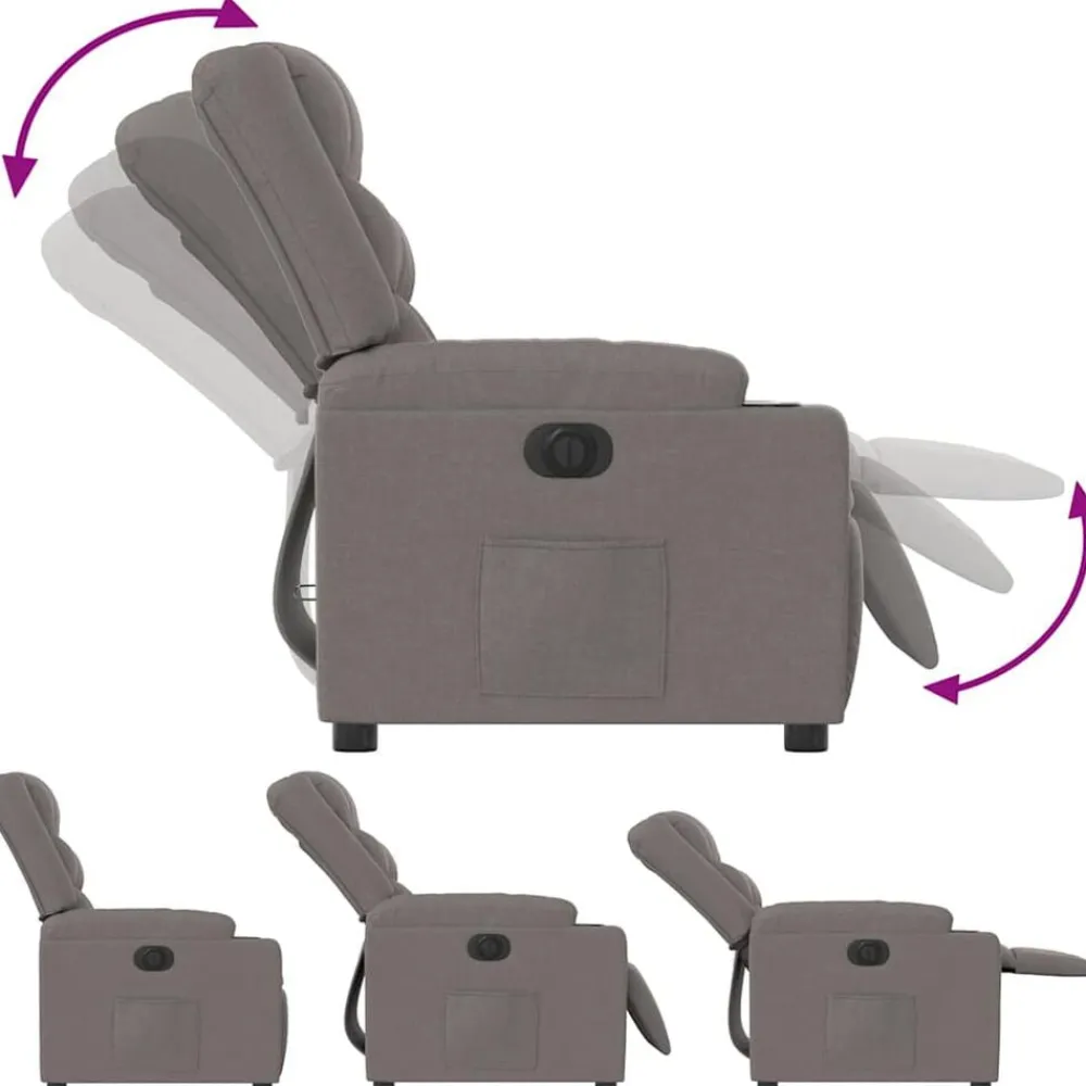 vidaXL Sillas-Sillón reclinable eléctrico tela gris