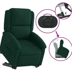 vidaXL Sillón reclinable elevable terciopelo Verde oscuro Best