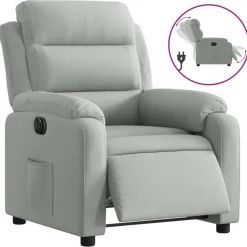 vidaXL Sillón reclinable eléctrico de terciopelo Gris claro New