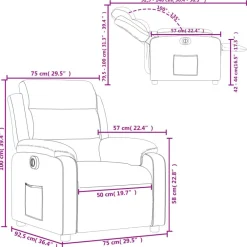 vidaXL Sillón reclinable eléctrico de terciopelo Gris claro New
