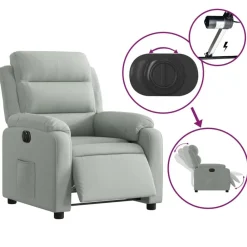 vidaXL Sillón reclinable eléctrico de terciopelo Gris claro New