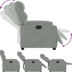 vidaXL Sillón reclinable eléctrico de terciopelo Gris claro New
