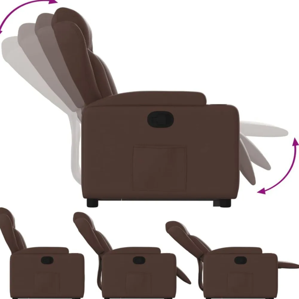 vidaXL Sillas-Sillón reclinable elevable cuero sintético marrón