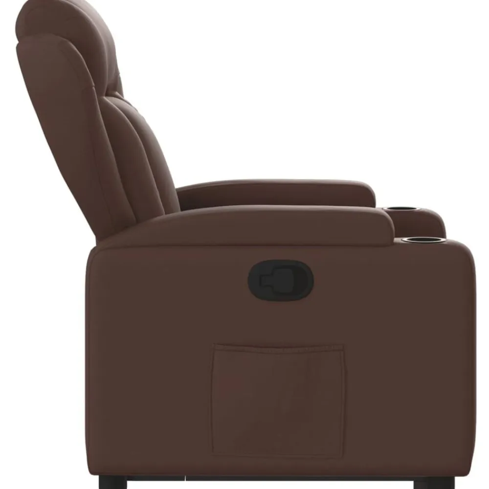 vidaXL Sillas-Sillón reclinable elevable cuero sintético marrón