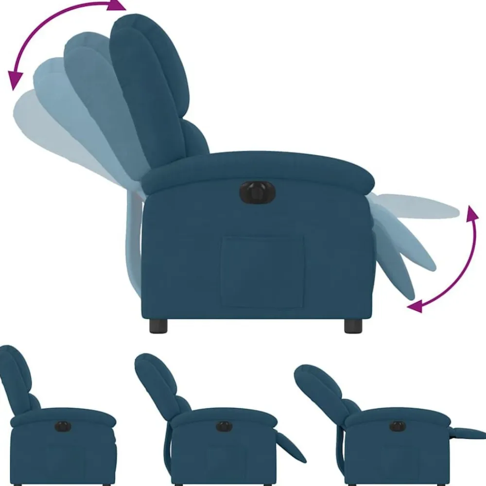 vidaXL Sillón reclinable eléctrico terciopelo Azul Clearance