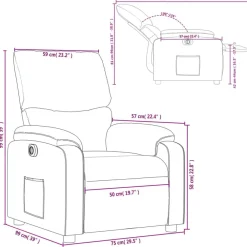 vidaXL Sillas-Sillón reclinable eléctrico de cuero sintético rojo tinto