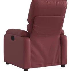 vidaXL Sillas-Sillón reclinable eléctrico de cuero sintético rojo tinto