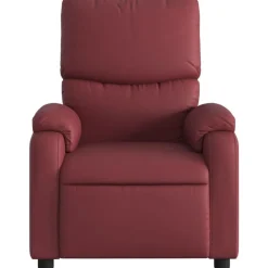 vidaXL Sillas-Sillón reclinable eléctrico de cuero sintético rojo tinto