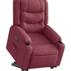 vidaXL Sillón reclinable elevable tela rojo tinto Rojo vino tinto Best