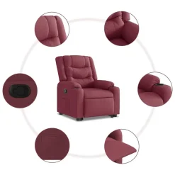 vidaXL Sillón reclinable elevable tela rojo tinto Rojo vino tinto Best