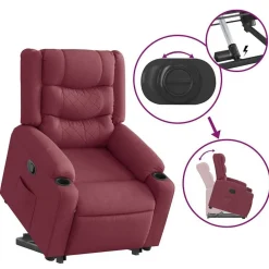 vidaXL Sillón reclinable elevable tela rojo tinto Rojo vino tinto Best
