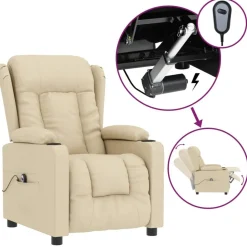 vidaXL Sillón reclinable eléctrico de tela Crema Online