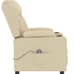 vidaXL Sillón reclinable eléctrico de tela Crema Online