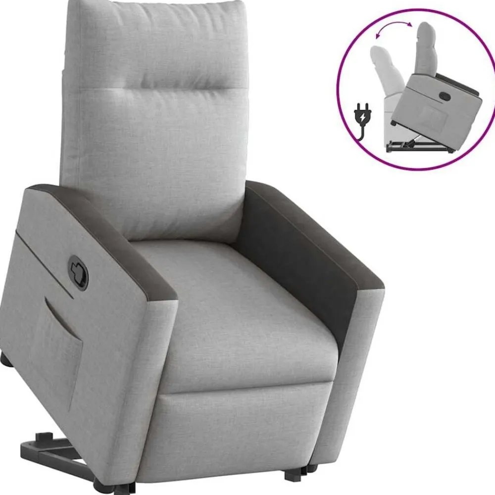 vidaXL Sillón reclinable elevable de tela Gris nube Hot