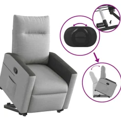 vidaXL Sillón reclinable elevable de tela Gris nube Hot