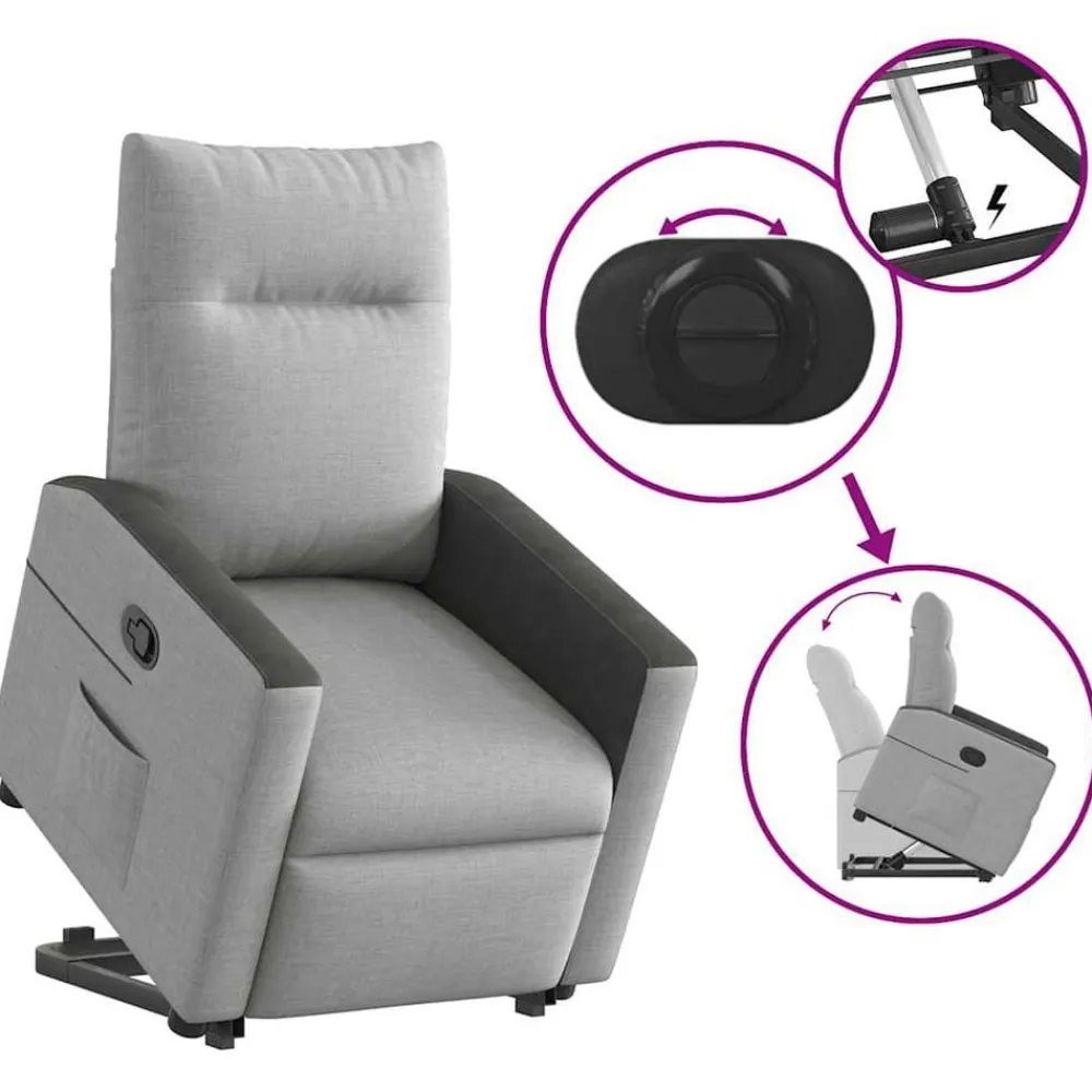 vidaXL Sillón reclinable elevable de tela Gris nube Hot