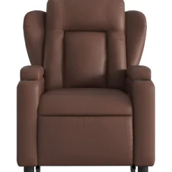 vidaXL Sillón reclinable elevable eléctrico de cuero sintético marrón Marr&oacute;n Online