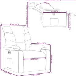 vidaXL Sillón reclinable eléctrico de cuero sintético color Capuchino Outlet