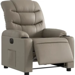 vidaXL Sillón reclinable eléctrico de cuero sintético color Capuchino Outlet