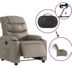 vidaXL Sillón reclinable eléctrico de cuero sintético color Capuchino Outlet