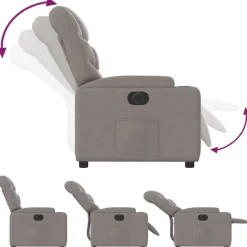 vidaXL Sillón reclinable eléctrico tela gris Taupé Clearance