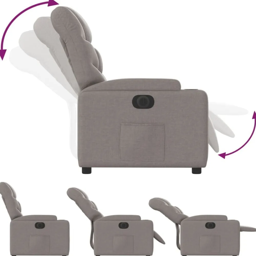 vidaXL Sillón reclinable eléctrico tela gris Taupé Clearance