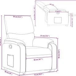 vidaXL Sillón reclinable elevable cuero sintético marrón Marrón New