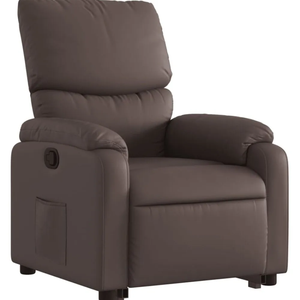 vidaXL Sillón reclinable elevable cuero sintético marrón Marrón New
