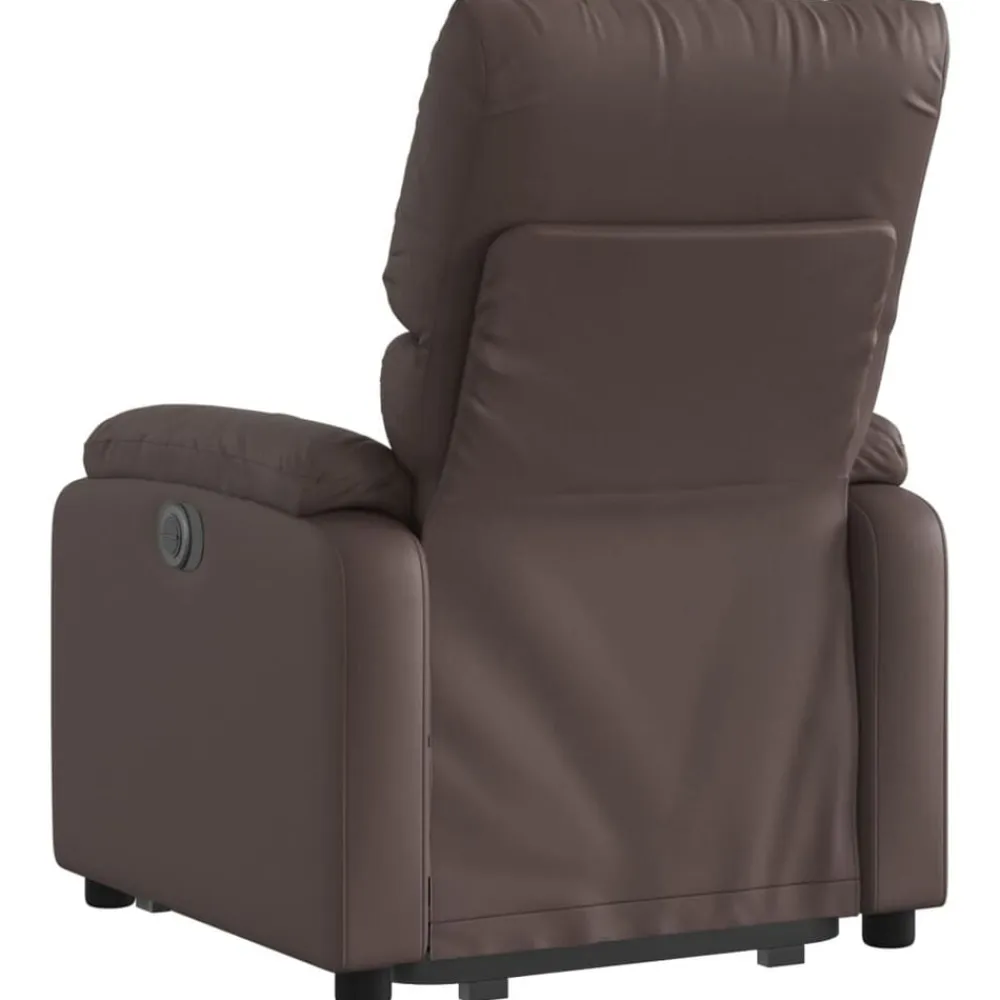 vidaXL Sillón reclinable elevable cuero sintético marrón Marrón New