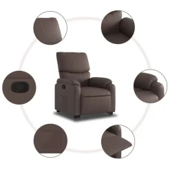 vidaXL Sillón reclinable elevable cuero sintético marrón Marrón New