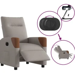 vidaXL Sillas-Sillón reclinable eléctrico tela gris