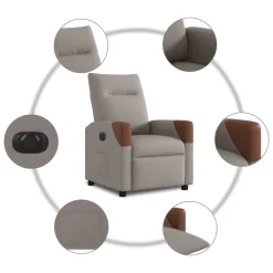 vidaXL Sillas-Sillón reclinable eléctrico tela gris