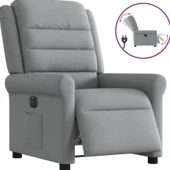 vidaXL Sillón reclinable eléctrico tela Gris claro New
