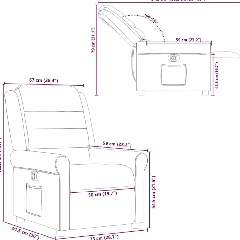 vidaXL Sillón reclinable eléctrico tela Gris claro New