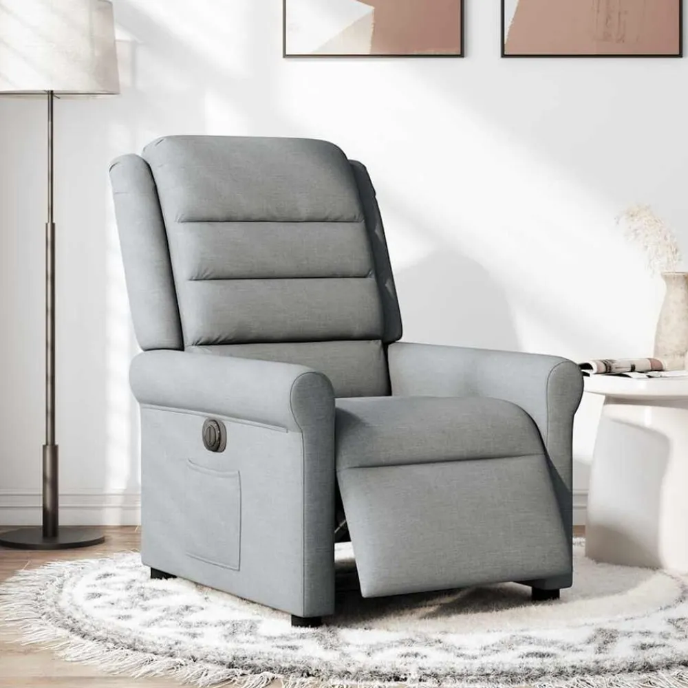 vidaXL Sillón reclinable eléctrico tela Gris claro New