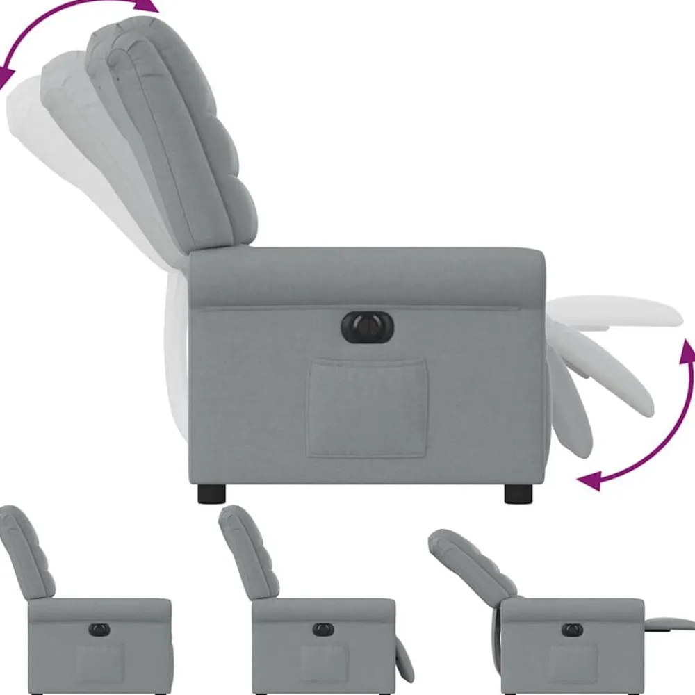 vidaXL Sillón reclinable eléctrico tela Gris claro New