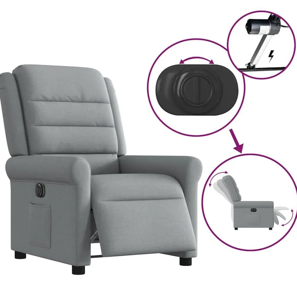 vidaXL Sillón reclinable eléctrico tela Gris claro New