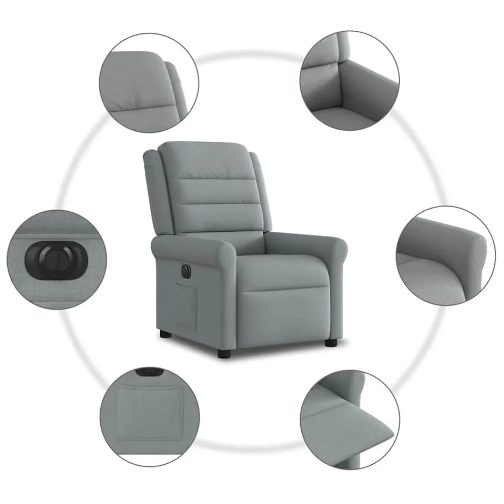 vidaXL Sillón reclinable eléctrico tela Gris claro New
