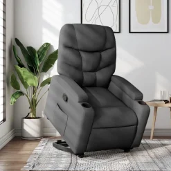 vidaXL Sillón reclinable elevable de tela Gris oscuro New