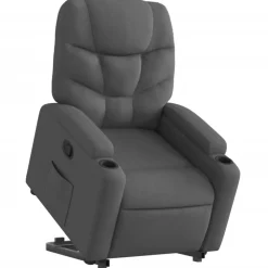 vidaXL Sillón reclinable elevable de tela Gris oscuro New