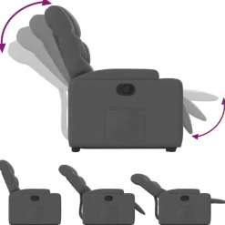 vidaXL Sillón reclinable elevable de tela Gris oscuro New