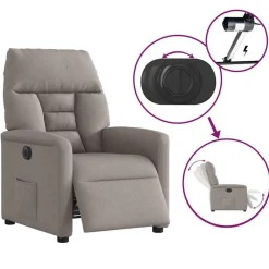 vidaXL Sillas-Sillón reclinable eléctrico tela gris