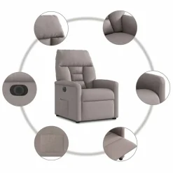 vidaXL Sillas-Sillón reclinable eléctrico tela gris