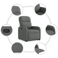 vidaXL Sillón reclinable elevable de tela Gris oscuro Sale